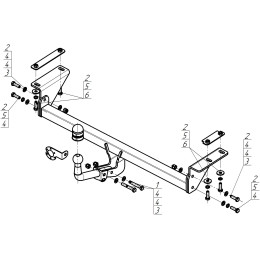 91413-A MOTODOR Фаркоп с оцинкованным шаром на Nissan Qashqai 2007-2014, Qashqai 2014-2021 (в т.ч. Qashqai +2) без выреза бампера. Тип шара: A. Нагрузки 1500/75 кг, масса фаркопа 16