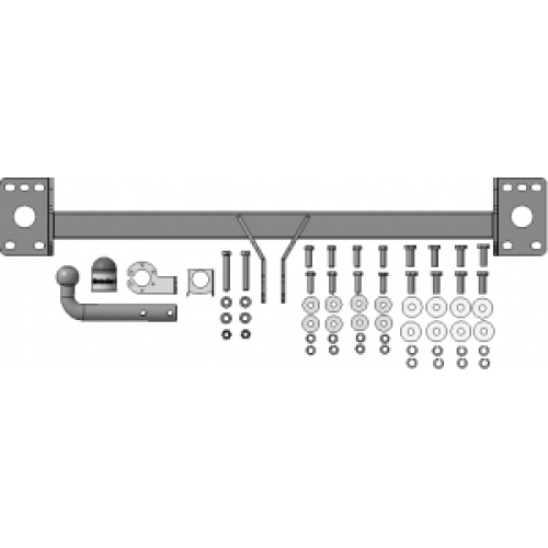 92706-A MOTODOR Фаркоп с оцинкованным шаром на Audi Q7 2007-2015, Volkswagen Touareg 2002-2010, 2010-2018. Необходима подрезка бампера. Тип шара: A. Нагрузки: 2000/75 кг, масса фаркопа 15,9 кг (без электрики в комплекте)