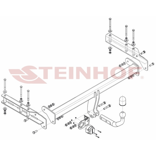 A-055 STEINHOF Фаркоп на Audi A6 Allroad C5 (Quattro) 05/2000-04/2005 без подрезки бампера. Тип шара: A. Нагрузки: 2300/95 кг, масса фаркопа 23 кг (без электрики в комплекте)