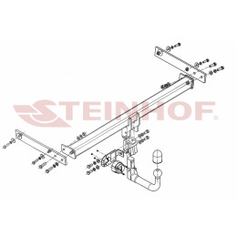 A-097 STEINHOF Фаркоп на Audi Q3, в т.ч. Quattro 2011-2019 без подрезки бампера. Тип шара: AV (вертикальное быстросъемное крепление шара на ключе). Нагрузки: 2500/100
