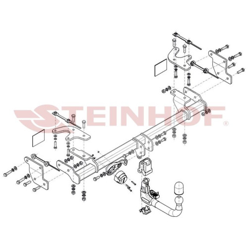 B-013 STEINHOF Фаркоп на BAIC X7 2023-. Невидимый вырез бампера. Тип шара: AV (вертикальное быстросъемное крепление шара на ключе). Нагрузки: 2000/100 кг (без электрики в комплекте)