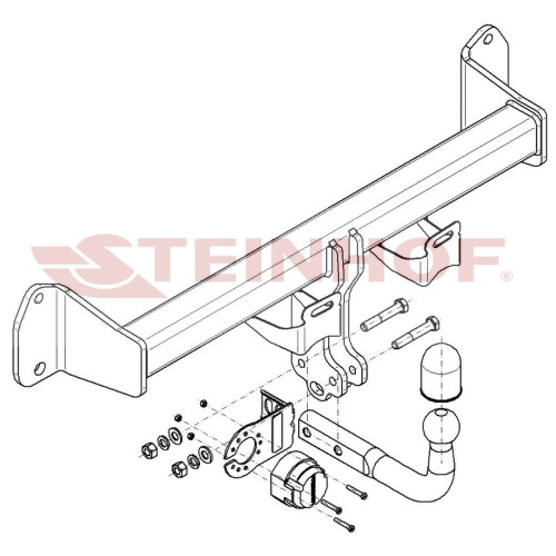 B-084 STEINHOF Фаркоп на BMW 3-Series Gran Turismo F34 06/2013-2019 без подрезки бампера. Тип шара: A. Нагрузки: 1950/85 кг, масса фаркопа 16 кг (без электрики в комплекте)
