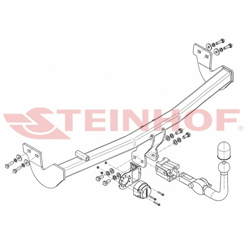 C-031 STEINHOF Фаркоп на Citroen C3 хетчбек 5 дверей, кроме Plurier/X-TR 2002-2009 без подрезки бампера. Тип шара: AH (горизонтальное быстросъемное крепление шара на ключе). Нагрузки: 1100/50 кг, масса фаркопа 16,8 кг (без электрики в комплекте)