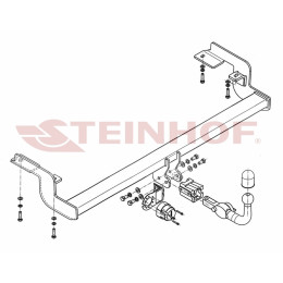 C-033 STEINHOF Фаркоп на Citroen C5 седан/лифтбек 2001-2004 без подрезки бампера. Тип шара: AH (горизонтальное быстросъемное крепление шара на ключе). Нагруз