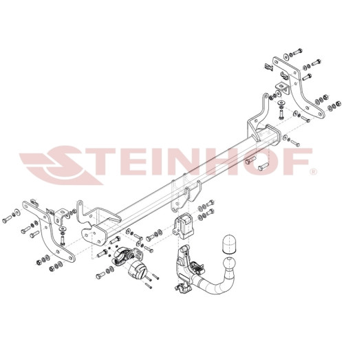 C-062 STEINHOF Фаркоп на Citroen C4 2020-. Невидимый вырез бампера. Тип шара: AV (вертикальное быстросъемное крепление шара на ключе). Нагрузки: 1400/90 кг (без электрики в комплекте)