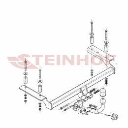 C-250 STEINHOF Фаркоп на Chevrolet Aveo хетчбек 3/5 дверей 2005-2011. Требуется подрезка бампера. Тип шара: A. Нагрузки: 1200/75 кг, масса фаркопа 17,5 кг (без электрик