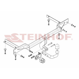 C-262 STEINHOF Фаркоп на Chevrolet Cruze хетчбек 2009-2016 без подрезки бампера. Тип шара: A. Нагрузки: 1500/75 кг, масса фаркопа 16,9 кг (без электрики в комплекте)