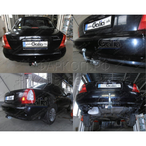 D014C GALIA Полностью оцинкованный фаркоп на Daewoo Nubira седан 1997-2003. Тип шара: C (горизонтальный съемный). Невидимый вырез бампера. Нагрузки: 1200/75 кг, масса фаркопа 17,1 кг
