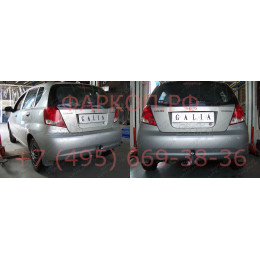 D038A GALIA Полностью оцинкованный фаркоп на Chevrolet Aveo хетчбек 3/5 дверей 2002-2012, Daewoo Kalos хетчбек 3/5 дверей 2002-2012. Тип шара: A. Невидимый вырез бампера. 