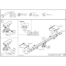 D055C GALIA Полностью оцинкованный фаркоп на Renault Duster 2024-, Dacia Duster 2024-, Dacia Bigster 2025-, Renault Bigster 2025-. Тип шара: C (горизонтальный съемный). Невидимый вырез