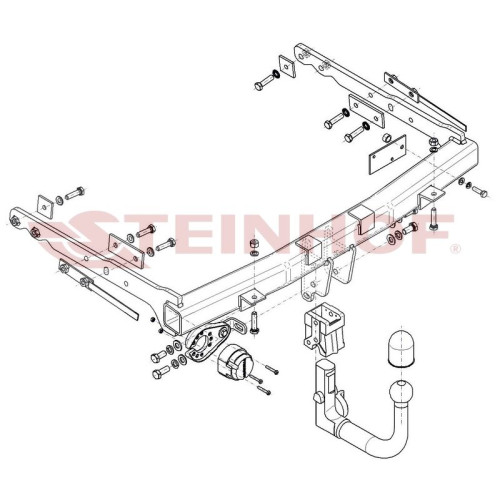 F-246 STEINHOF Фаркоп на Ford Galaxy 2006-2015, Ford S-Max 2006-2015. Требуется подрезка бампера. Тип шара: AV (вертикальное быстросъемное крепление шара на ключе). Нагрузки: 2100/100 кг, масса фаркопа 20,9 кг (без электрики в комплекте)