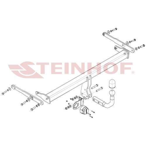 F-291 STEINHOF Фаркоп на Ford Focus 4 хетчбек 5 дверей 04/2018-. Требуется подрезка бампера. Тип шара: A. Нагрузки: 2000/100 кг, масса фаркопа 16,3 кг (без электрики в комплекте)