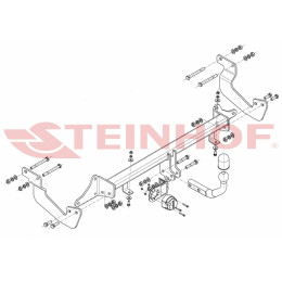 F-305 STEINHOF Фаркоп на Ford Transit Courier 2014-, Ford Tourneo Courier 2014- без подрезки бампера. Тип шара: A. Нагрузки: 1200/75 кг, масса фаркопа 18,32 кг (без электрики в комп