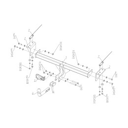 F.1912.001 BERG Фаркоп на Belgee X50 2023-, Geely Coolray 2020-2023, 2023-2025. Требуется подрезка бампера. Тип шара: A. Нагрузки: 1500/75 кг, масса фаркопа 16 кг (без электрики в