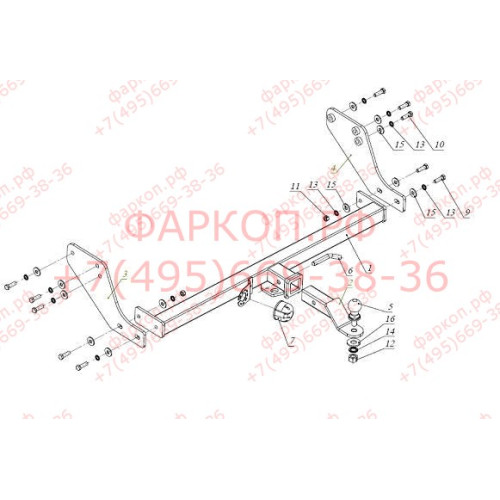 FA 0646-E Бизон Фаркоп на Great Wall Wingle 3,5,7 2008- без подрезки бампера. Тип шара: E (легкосъемный шар под квадрат). Нагрузки: 3200/120 кг. Не комплектуется электрикой