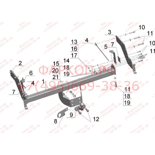 FD 28 AVTOS Фаркоп на Ford Ranger 1999-2007 без подрезки бампера. Тип шара: F. Нагрузки: 2800/115 кг, масса фаркопа 25 кг (без электрики в комплекте)
