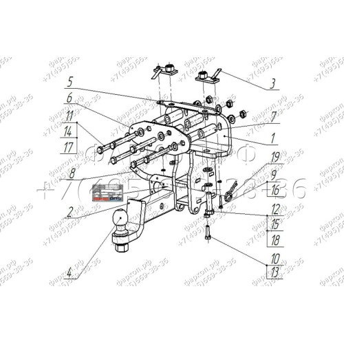 3010-E ORIS Фаркоп на Toyota Land Cruiser 200 2014-2021, Lexus LX 2007-2021. Необходима подрезка бампера. Тип шара: E. Нагрузки: 2500/100 кг, масса фаркопа 15,5 кг (без электрики в комплекте)