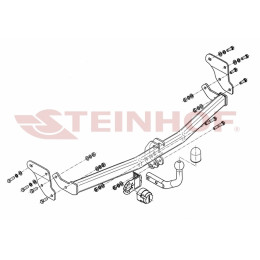 H-253 STEINHOF Фаркоп на Hyundai i20 хетчбек 5 дверей (PB) 2008-2012 без снятия и подрезки бампера. Тип шара: A. Нагрузки: 1200/50 кг, масса фаркопа 16,2 кг (без электр