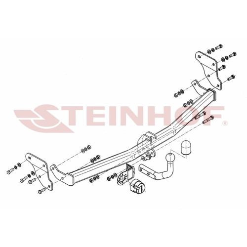 H-253 STEINHOF Фаркоп на Hyundai i20 хетчбек 5 дверей (PB) 2008-2012 без снятия и подрезки бампера. Тип шара: A. Нагрузки: 1200/50 кг, масса фаркопа 16,2 кг (без электрики в комплекте)