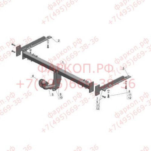 HN 03 AVTOS Фаркоп на Honda Civic седан 2006-2012. Необходима подрезка бампера. Тип шара: A. Нагрузки: 750/50 кг, масса фаркопа 12 кг (без электрики в комплекте)