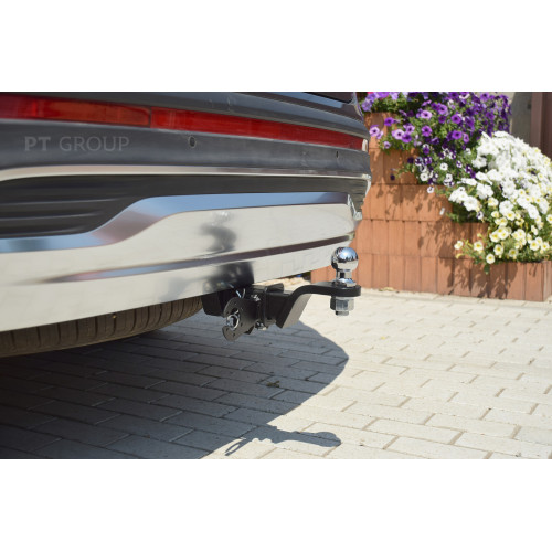 HSF-21-991122.00 PT GROUP Фаркоп на Hyundai Santa Fe IV рестайлинг 2021-2023, Kia Sorento 2020-2024 без подрезки бампера. Тип шара: E (легкосъемный шар под квадрат). Нагрузки: 2800/100 кг, масса фаркопа 16,9 кг (без электрики в комплекте)