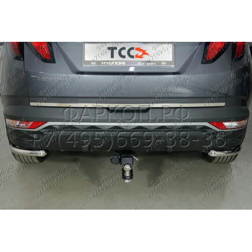 TCU00283 ТСС Фаркоп на Hyundai Tucson 2021- без подрезки бампера. Тип шара: E (шаровый узел под американский квадрат). Нагрузки: 1500/100 кг