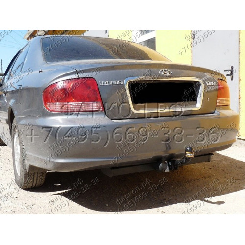 HY 07 AVTOS Фаркоп на Hyundai Sonata EF (ТагАЗ) седан 1999-2005 без подрезки бампера. Тип шара: A. Нагрузки: 1250/75 кг, масса фаркопа 12,9 кг (без электрики в комплекте)