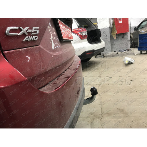 M129C GALIA Полностью оцинкованный фаркоп на Mazda CX-5 2012-2017, 2017-2025. Подрозетник убирается за бампер. Тип шара: C (горизонтальный съемный). Невидимый вырез бампера. Нагрузки: 2100/100 кг, масса фаркопа 19,6 кг