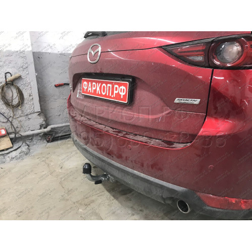 M129C GALIA Полностью оцинкованный фаркоп на Mazda CX-5 2012-2017, 2017-2025. Подрозетник убирается за бампер. Тип шара: C (горизонтальный съемный). Невидимый вырез бампера. Нагрузки: 2100/100 кг, масса фаркопа 19,6 кг