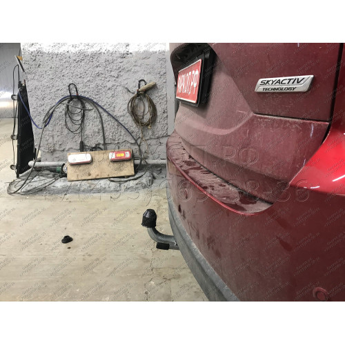 M129C GALIA Полностью оцинкованный фаркоп на Mazda CX-5 2012-2017, 2017-2025. Подрозетник убирается за бампер. Тип шара: C (горизонтальный съемный). Невидимый вырез бампера. Нагрузки: 2100/100 кг, масса фаркопа 19,6 кг