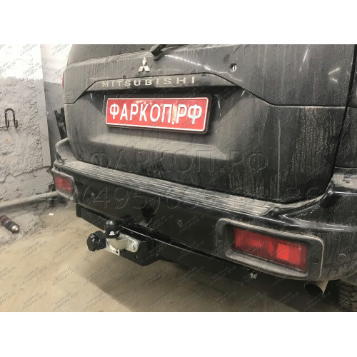 M107-F Лидер-плюс ТСУ для Mitsubishi Pajero Sport 1998-2008 без снятия и выреза бампера. Тип шара: F. Нагрузки: 2000/100 кг, масса фаркопа 16,2 кг (без электрики в комплекте)