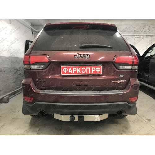 JGC-13-991124.00 PT GROUP Фаркоп с нержавеющей накладкой на Jeep Grand Cherokee IV WK2 2014-2021 без подрезки бампера. Тип шара: E (легкосъемный шар под квадрат). Нагрузки: 3500/150 кг, масса фаркопа 21,3 кг (без электрики в комплекте)