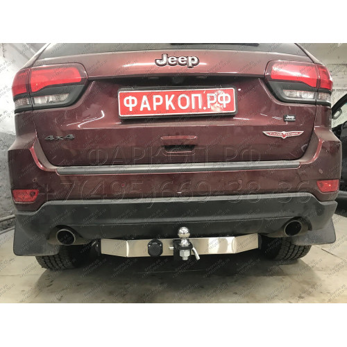 JGC-13-991124.00 PT GROUP Фаркоп с нержавеющей накладкой на Jeep Grand Cherokee IV WK2 2014-2021 без подрезки бампера. Тип шара: E (легкосъемный шар под квадрат). Нагрузки: 3500/150 кг, масса фаркопа 21,3 кг (без электрики в комплекте)