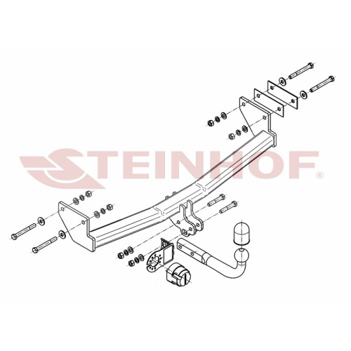J-058 STEINHOF Фаркоп на Jeep Compass MK 2006-2011 (без подрезки бампера), Jeep Compass MK 2006-2017 (требуется подрезка бампера), Jeep Liberty 2006-2011 (без подрезки бампера). Тип шара: A. Нагрузки: 2000/105 кг, масса фаркопа 14,35 кг (без электрики в к