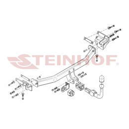 K-058 STEINHOF Фаркоп на Kia Carens 2013-2019 без снятия и подрезки бампера. Тип шара: AH (горизонтальное быстросъемное крепление шара на ключе). Нагрузки: 1500