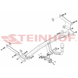 M-038 STEINHOF Фаркоп на Mazda 3 хетчбек 5 дверей BM 2013-2019. Требуется подрезка бампера. Тип шара: A. Нагрузки: 1800/90 кг, масса фаркопа 17,1 кг (без электрики в 