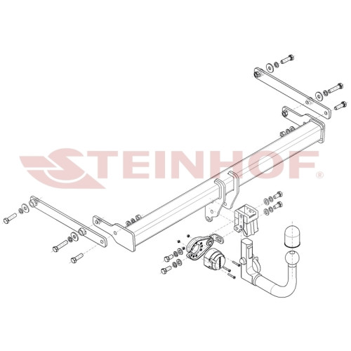 M-062 STEINHOF Фаркоп на Mazda 3 седан 2019- без подрезки бампера. Тип шара: AV (вертикальное быстросъемное крепление шара на ключе). Нагрузки: 1800/90 кг, масса фаркопа 12,4 кг (без электрики в комплекте)