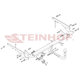 M-065 STEINHOF Фаркоп на Mazda CX-9 2017-2024, Mazda CX-8 2018- без подрезки бампера. Тип шара: A. Нагрузки: 2500/120 кг, масса фаркопа 24 кг (без электрики в комплекте)