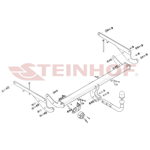 M-065 STEINHOF Фаркоп на Mazda CX-9 2017-2024, Mazda CX-8 2018- без подрезки бампера. Тип шара: A. Нагрузки: 2500/120 кг, масса фаркопа 24 кг (без электрики в комплекте)