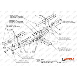 M.007 IMIOLA Фаркоп Mercedes Sprinter 3550 мм / 4025 мм фургон 1995-2006, а также Sprinter Classic 2013- без ступеньки / Volkswagen LT 28-35 3550 мм / 4025 мм 1995-2006 без ступеньки. Без выреза 