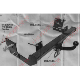 M038C GALIA Полностью оцинкованный фаркоп на Mercedes Viano w638 1996-2003, Mercedes Vito w638 1996-2003. Особенности: передний привод. Тип шара: C (горизонтальный съемный).