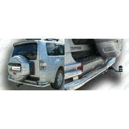 M114-AE Лидер-плюс ТСУ для Mitsubishi Pajero (III-IV) 2000/5-2007, 2007-2020 без снятия и выреза бампера. Тип шара: AE. Нагрузки: 1500/75 кг, масса фаркопа 15,6 кг (без электри