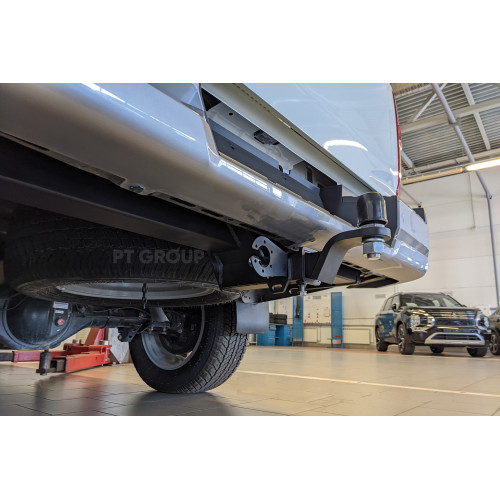 MLT-24-991122.00 PT GROUP Фаркоп на Mitsubishi L200 2023- без снятия и подрезки бампера. Тип шара: E (легкосъемный шар под квадрат). Нагрузки: 3500/140 кг, масса фаркопа 38 кг (без электрики в комплекте)