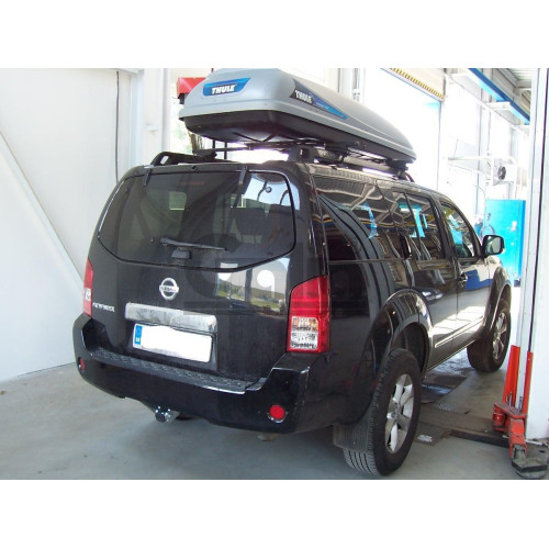 N041C GALIA Полностью оцинкованный фаркоп на Nissan Pathfinder R51 2004-2014. Подрозетник убирается за бампер. Тип шара: C (горизонтальный съемный). Невидимый вырез бампера. Нагрузки: 3000/120 кг, масса фаркопа 8,47 кг