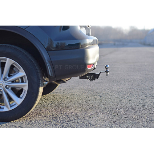 NQH-14-991122.00 PT GROUP Фаркоп на Nissan Qashqai 2014-2021 без подрезки бампера. Тип шара: E (легкосъемный шар под квадрат). Нагрузки: 1800/75 кг, масса фаркопа 20 кг (без электрики в комплекте)
