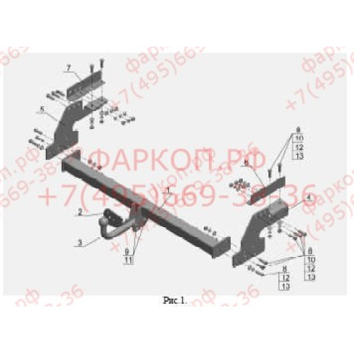 NS 22 AVTOS Фаркоп на Nissan NP300 2007-2013 без подрезки бампера. Тип шара: A. Нагрузки: 2500/100 кг, масса фаркопа 22 кг (без электрики в комплекте)