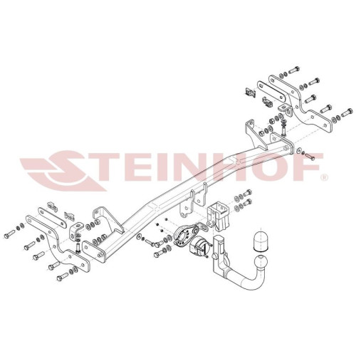 O-155 STEINHOF Фаркоп на Opel Crossland X 2017-2021, Opel Crossland 2021-2024. Требуется подрезка бампера. Тип шара: AV (вертикальное быстросъемное крепление шара на ключе). Нагрузки: 1000/70 кг, масса фаркопа 17,5 кг (без электрики в комплекте)