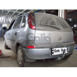 O054A GALIA Полностью оцинкованный фаркоп на Opel Corsa C 2000-2006. Особенности: Номерной знак на заднем бампере. Подрозетник убирается за бампер. Тип ша