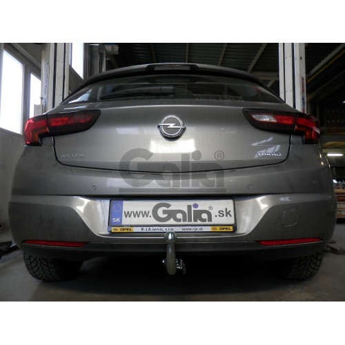 O067A GALIA Полностью оцинкованный фаркоп на Opel Astra K хетчбек 5 дверей 2015-2021. Подрозетник убирается за бампер. Тип шара: A. Без выреза бампера. Нагрузки: 1600/80 кг, масса фаркопа 16,92 кг
