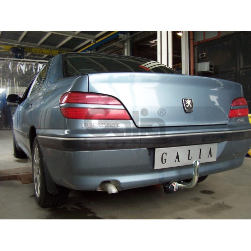 P027C GALIA Полностью оцинкованный фаркоп на Peugeot 406 седан 1995-2004. Тип шара: C (горизонтальный съемный). Установка без снятия и выреза бампера. Нагрузки: 1700/80 кг, масса фаркопа 16,37 кг